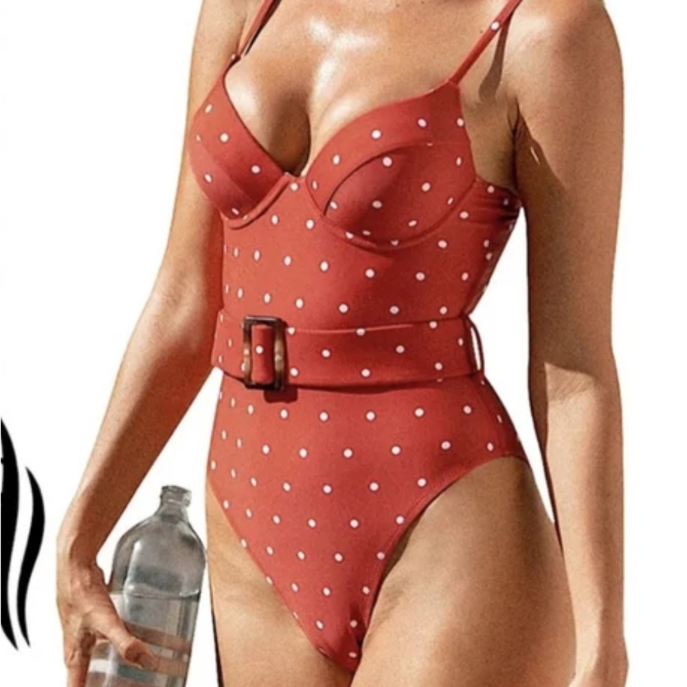 Cupshe Orange and White One Piece Swimsuit